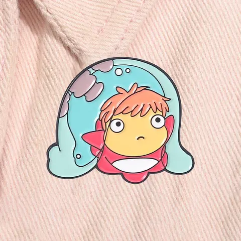 Cartoon Anime Character Ponyo Enamel Pin Miyazaki Hayao Ghibli Nijigen Alloy Brooch Lapel Backpack Badge Fashion Jewelry Accessories Gift for Friends Jewellery Enamel Lapel Pins