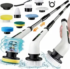 2025 New Electric Spin Scrubber (300/400RPM) – USB Rechargeable Cordless Telescopic Bathroom & Tile Cleaner, 8 Heads + Gap Brush