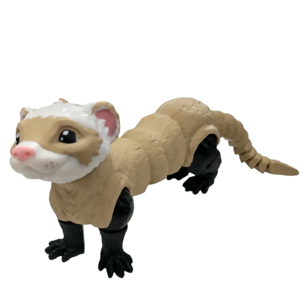 BS 208 Creations Adjustable 3D Printed Articulating Ferret Figurine - 4.75in Tall, 12in Long, Durable Plastic House Decoration Ornaments, Space-Saving Home Shelf Display Collectible for Enthusiasts