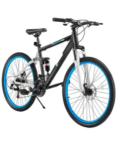 26-Inch Mountain Bike MTB Bicycle With 21 Speeds, Full Suspension Aluminum Alloy Frame, Front Suspension Fork, Dual Disc Brakes, Lightweight Alloy Wheelset, Comfortable Geometry For Off-Road Trail Riding And City Commutes