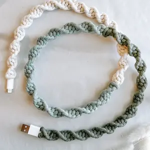 Ombré Green Macrame Charger Cord Handmade