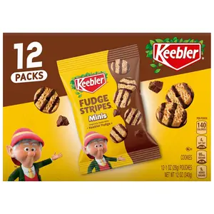 Fudge Stripes Minis, Original Shortbread Mini Cookies Coated in Keebler Fudge, 1 oz, 12 ct