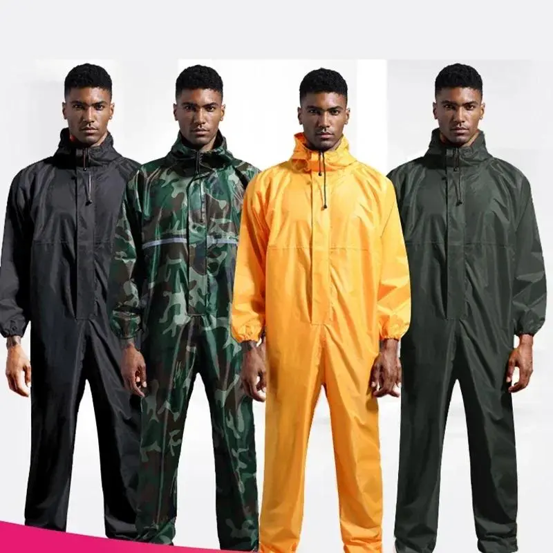 Conjoined Raincoat Coverall Hat Oil-Resistant Work Safety Cycling Waterproof Motorcycle Raincoat Man Chubasqueros Coat Jacket