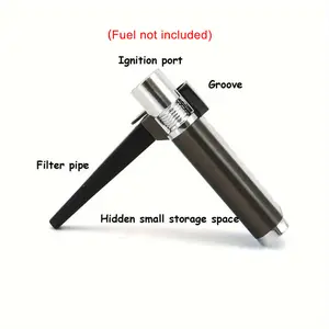 (fuel not included) Portable 2-in-1 metal lighter combo set , with a tubular foldable lighter, open flame, multi-purpose men's tool, suitable for camping, BBQ, kitchen, and outdoor use.