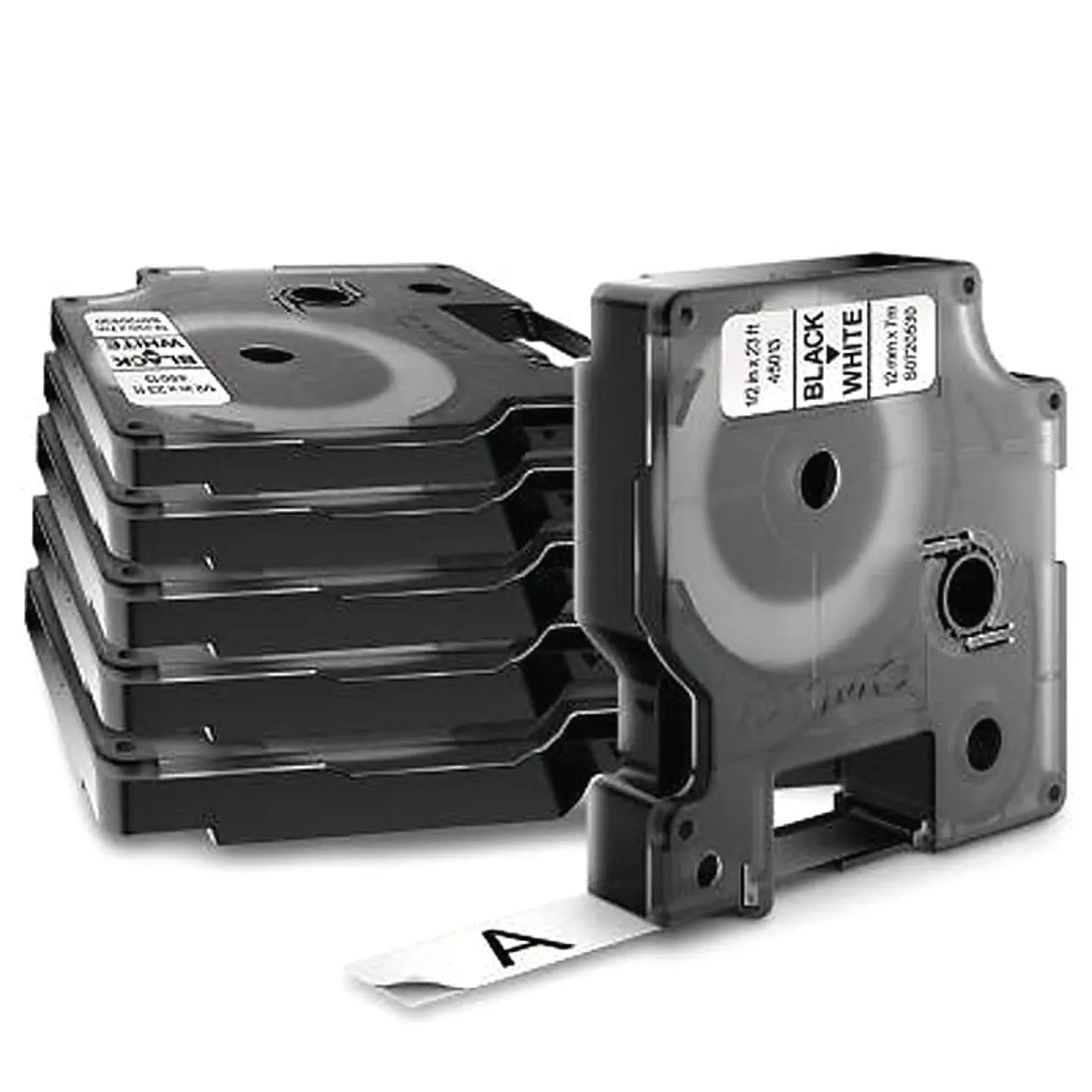 DYMO D1 Standard 45013 Label Maker Tape, 0.5" x 23', Black on White, 6-Pack, Dymo Labels