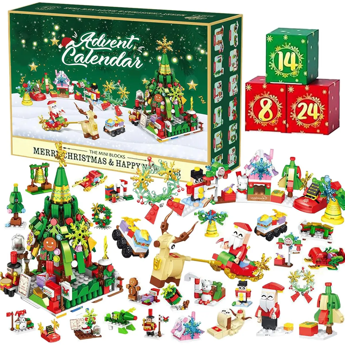 24boxs Christmas Village Scene Advent Blocks