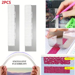 2pcs Diamond Painting Drill Net Ruler Steel Tape Model L141 240 Holes, Nano Glue Drill Tool Set, Diamond Art Tools, Perfect for DIY Crafts