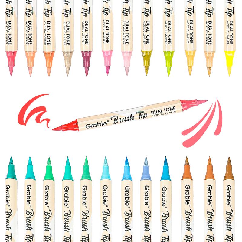 [Flash Sale] Grabie Dual Tip Acrylic Marker Set Of 36, Paint Pens markers artmarkers acrylic paintmarkers brushpen acrylic pens brushmarkers coloring book, artist supplies, artist tools, waterproof ink, creative tools, gift for valentines's day