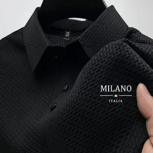 Luxury business shirt, solid color elegant design modern formal shirt, breathable lightweight material comfortable and well-fitting, short sleeve collar design, suitable for business wear, formal casual wear, and men's fashion items