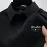 Men's Custom-Fit Solid Color Luxury Formal Polo Shirt - Breathable Lightweight Polyester Menswear, Well-Fitting Collar, Elegant Modern Casual Fashion Top for Business, Casual Everyday Wear