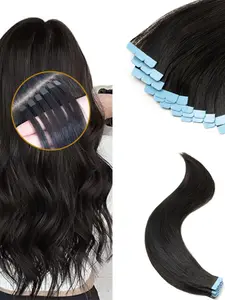 Real Human Hair Mini Tape In Hair Extensions 3x0.8cm Invisible Tape 12-20 Inch Length Human Hair Machine -Remy Hair Straight Natural Hair Skin Weft Invisible Glue In Human Hairpiece Can Be Permed Or Dyed Colored DIY