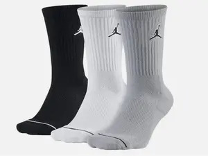 Nike Air Jordan Men's Everyday Max Grey/White/Black Crew Socks Size Large 3 Pack