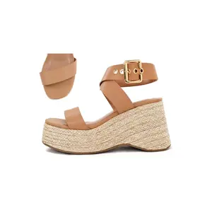 Chunky Platform Espadrille Wedge Tan