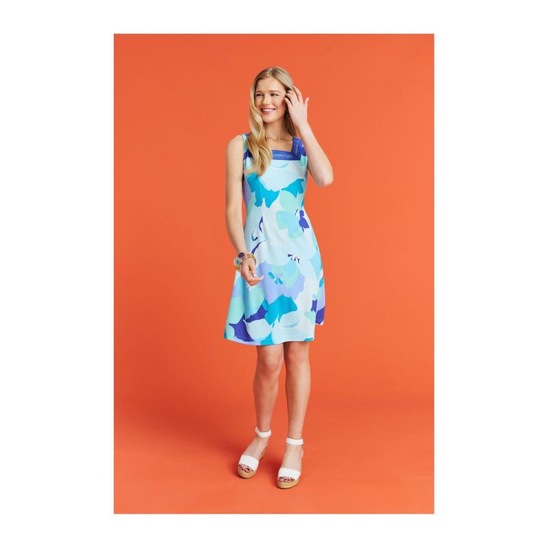 Isaac Mizrahi Live! Petite Printed Pebble Knit Square Neck Dress