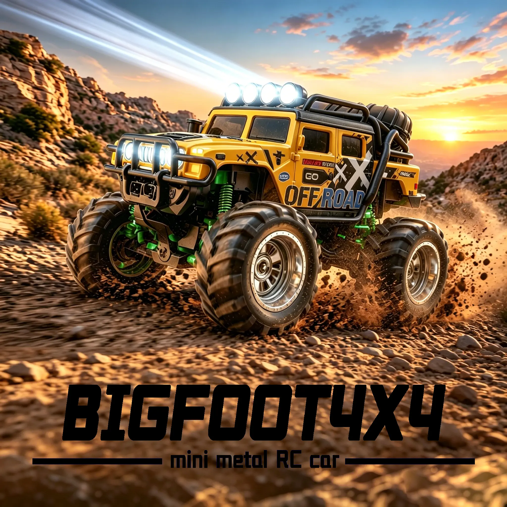 1:64 Mini Off-Road Bigfoot Car, Cool Lights, Adjustable Speed, Buffer Base Constant Cruise, Parent-Child Interactive Toy, Christmas Gift, Remote Controlled Car, Remote Control Truck