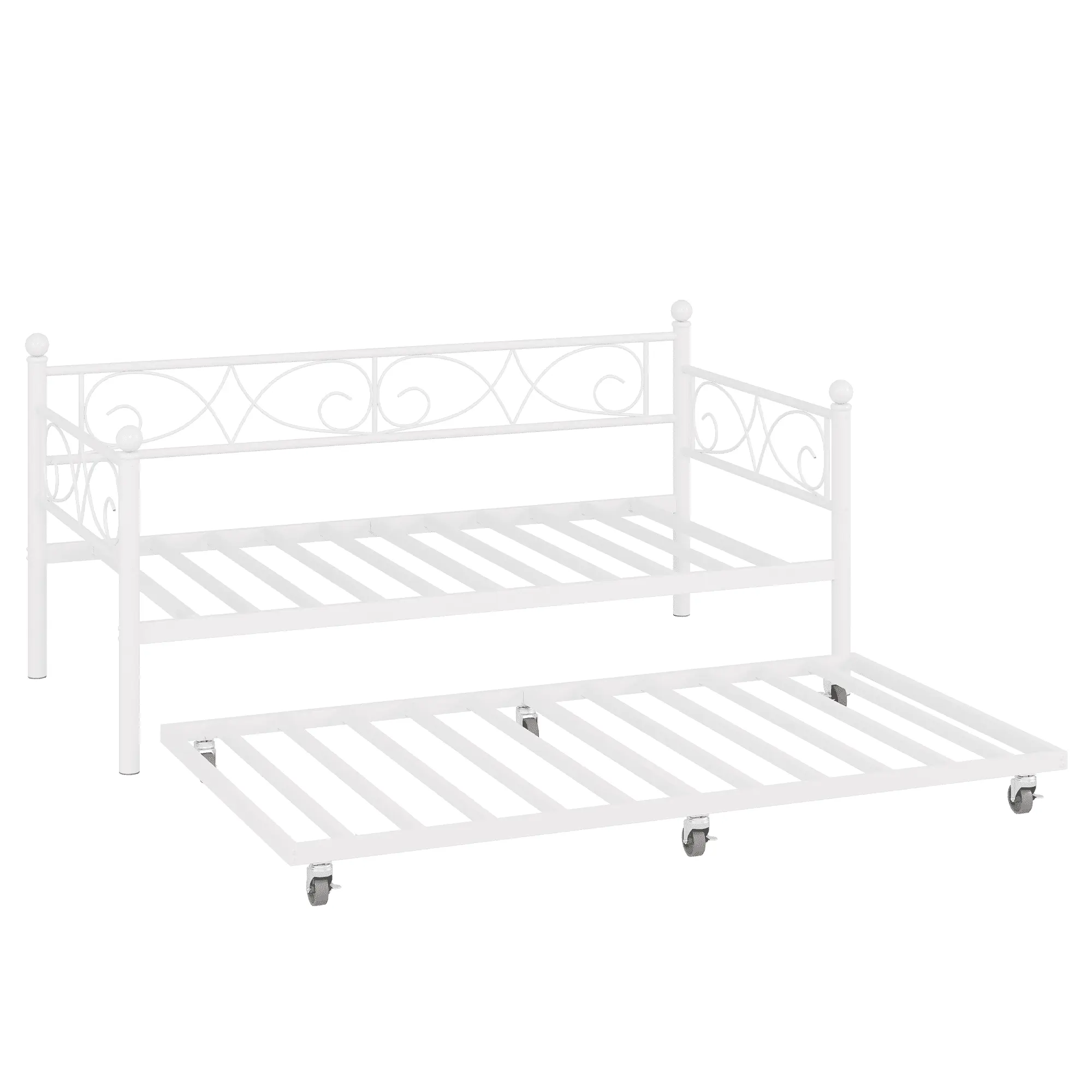 【Christmas Gift】Twin Daybed with Trundle  Metal Sofa Bed Frame with Steel Slat Support  Twin Size Space-Saving Multifunctional Furniture for Bedroom Living Room  Gold