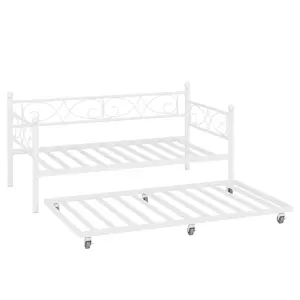 【Christmas Gift】Twin Daybed with Trundle  Metal Sofa Bed Frame with Steel Slat Support  Twin Size Space-Saving Multifunctional Furniture for Bedroom Living Room  Gold