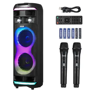 VEVOR Karaoke Machine for Adults, 20W, 6.5 - inch Portable Bluetooth Speaker with 2 Wireless Microphones, LED Light, TWS Function, Handle, Shoulder Strap, Support Micro TF Card, USB, AUX, for Home PartyVEVOR Super Brand Day