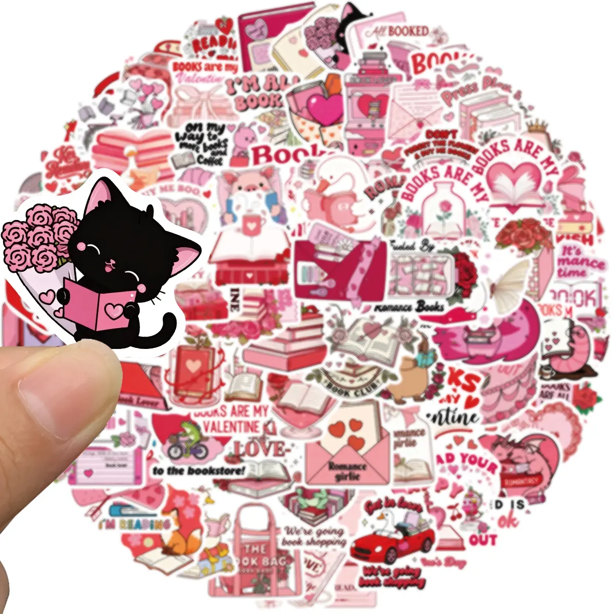 100pcs Valentine Stickers, Love Vinyl Waterproof for Laptop, Water Bottles, Scrapbook, Skateboard, Guitar, Heart Romantic Stickers