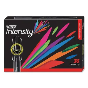 BIC Intensity Chisel Tip Broad Black Permanent Marker - Office Stationery Writing Tool for Markers & Highlighters Use