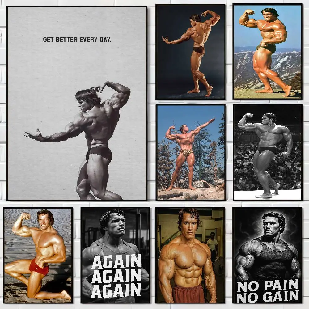 Arnold Schwarzenegger Bodybuilding Fitness Classic Vintage HD Print - Artistic Unique Artwork, Home Aesthetic Wall Decoration for Rooms