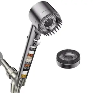 Filtered Shower Head with Handheld, Waterfall Showerhead High Pressure Water Flow Multiple Spray Modes Shower Head with Filter Gray