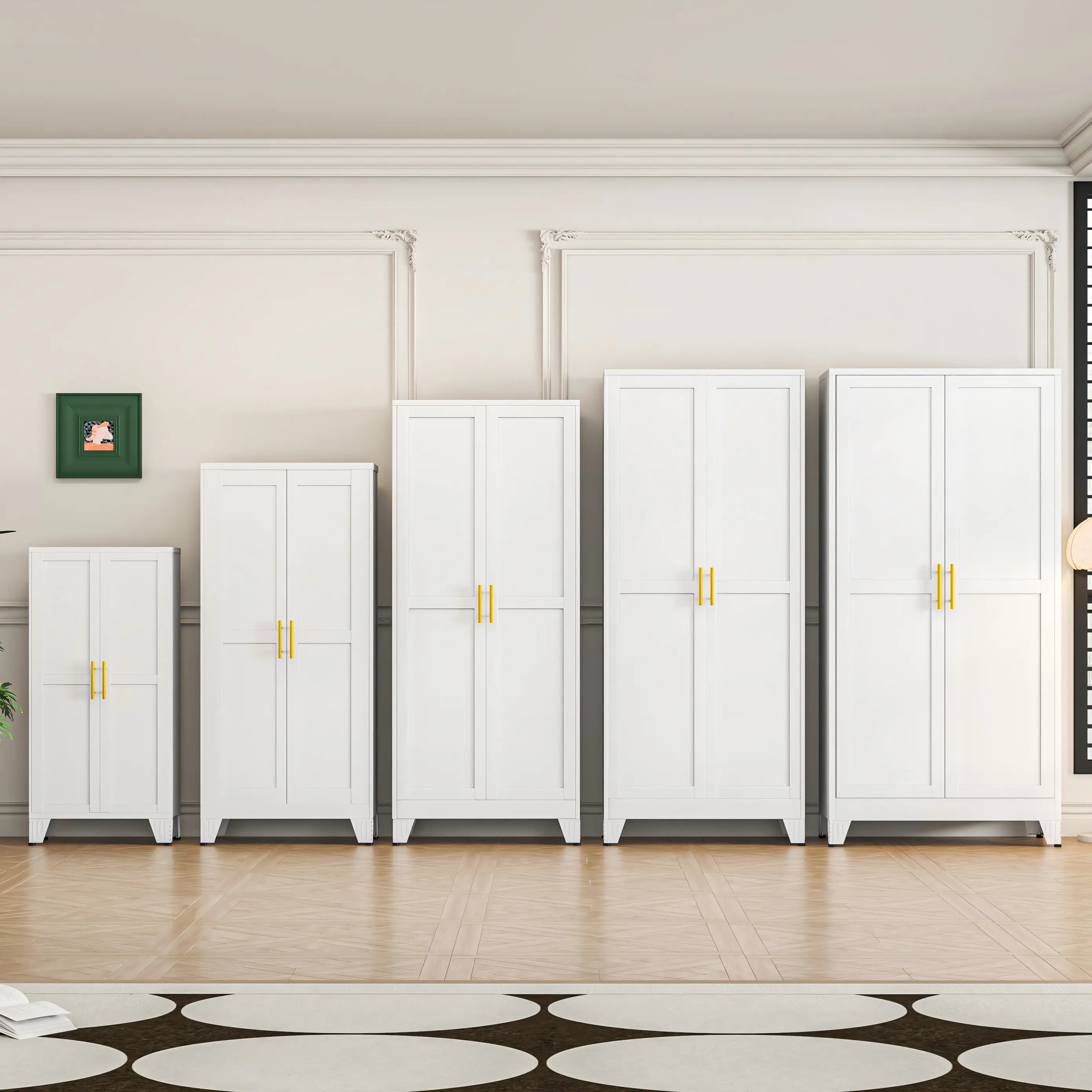 75" Tall Metal Kitchen Pantry Storage Cabinet with 2 Doors & 5 Adjustable Shelves, Freestanding Cupboard for Kitchen, Dining Room, Living Room & Bathroom