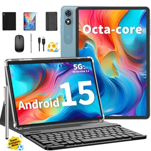 【DealsForYouDays FathersDayGift】2026 Relndoo Android 15 Tablet 10.1 inch, Face Unlock, Set with Keyboard, Mouse, Case, Stylus, Supporting Multitasking, Back-to-school Gifts&Father's Day Gift Bundle