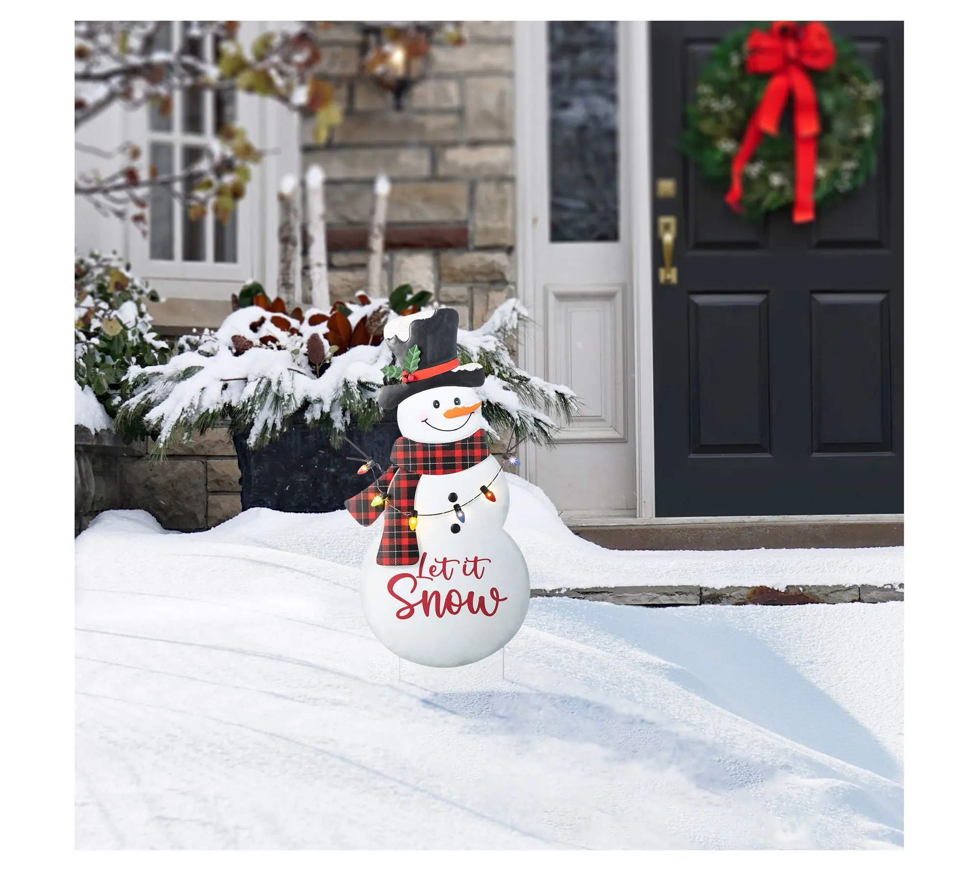 Glitzhome 36"H LED Christmas Let it Snow Snowman Garden Stake
