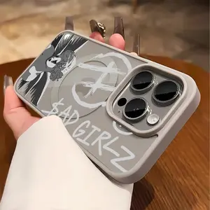 Sad Angel Girl Pattern Premium Magnetic phone case applicable for iPhone 16ProMax 15 14 13 12 11 Plus cases durable shockproof protection Privacy Protection Magnetic Phone Case cute nic natalie reynolds mosnovo  protective case