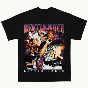 Retro Beetlejuice Lester Green T Shirt, Funny Classic 90s Graphic Tee, Unisex, Vintage Rap Fans Tee, Rapper, Hip Hop, Music Concert Tee, Trending Clothes, High Quality, Sport, Gift For Fan, Street Style, Many Colors Size S To XL, tiktokshop Menswear Top