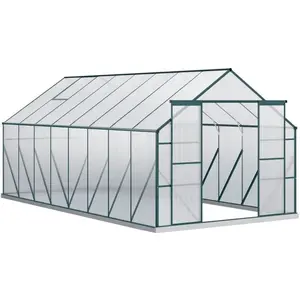 16x8 Walk-In Greenhouse with Durable Aluminum Frame and Weather-Resistant Polycarbonate Kit