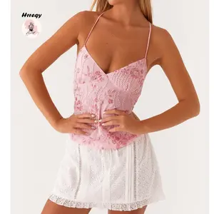 Women Camisole, Sleeveless Tops V-neck Backless Flower Summer Vest for Party Club Outdoorfun Spaghetti Strap Womenswear
