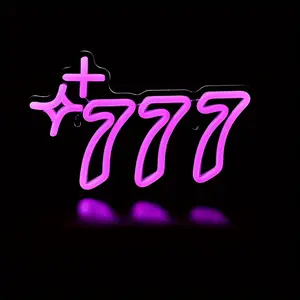 1pc Lucky Number 777 LED Neon Sign - USB-Powered Wall-Mounted Single-Color Light Suitable for Home, Game Room, Party Decor