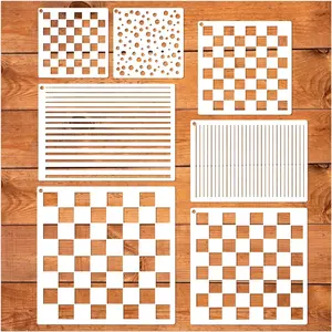 Checkerboard Stencils for Painting on  11.8 Inch  Canvas Checks  Straight Line Stencil for Crafts  Adult Art Projects Drawing Card Making  for Wall Decorative (Check line)