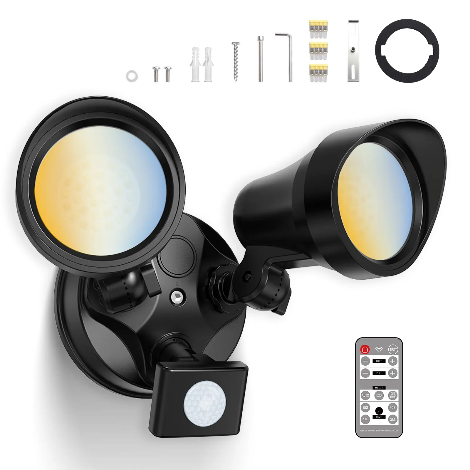 ALUSSO 1 Pack LED Security Light Motion Sensor, 25W 2000LM Flood Lights with Remote 120V, Dimmable, 3000K-6500K CCT IP65 Wet Location Outdoor Light for House Garage