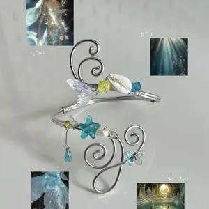 Handmade Dreamy Ocean Arm Cuff – Floral Aesthetic Jewelry – Vintage Style Aesthetic Jewelry