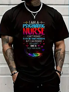 100% Cotton Psychiatric Nurse Week RN Mental Health Nursing School Psych T-Shirt Women's Men's Graphic Tee Crew Neck summer vacation Tops