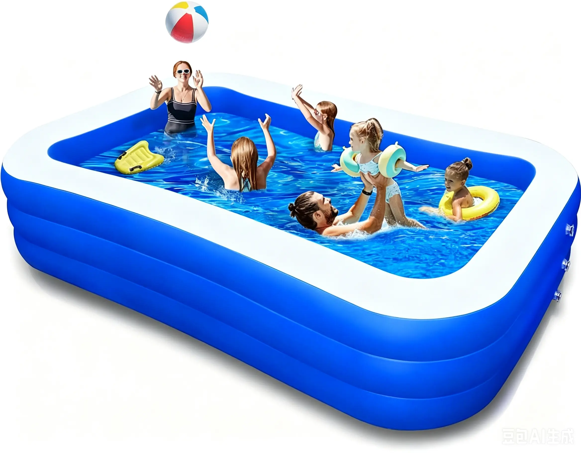 Oversized Thick Inflatable Family Swimming Pool (120"X72"X22") for Kids & Adults, Outdoor Backyard Water Sports Training Equipment for Summer Water Parties