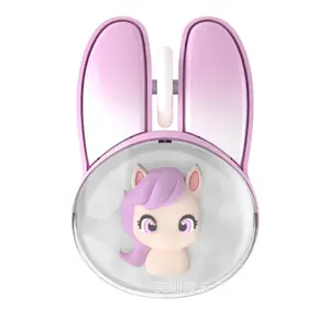 Cute Rabbit Cartoon Wireless Bluetooth Dual-Mode Rechargeable Mouse Silent Mouse for Laptop Office Use