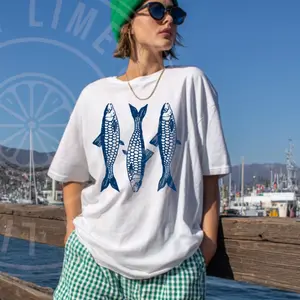 Sardines Unisex Garment-Dyed T-shirt, Fisherman Aesthetic Shirt, Summer Graphic Tee, Fish Shirt, Comfort Colors Tshirt, Womens Summer Shi