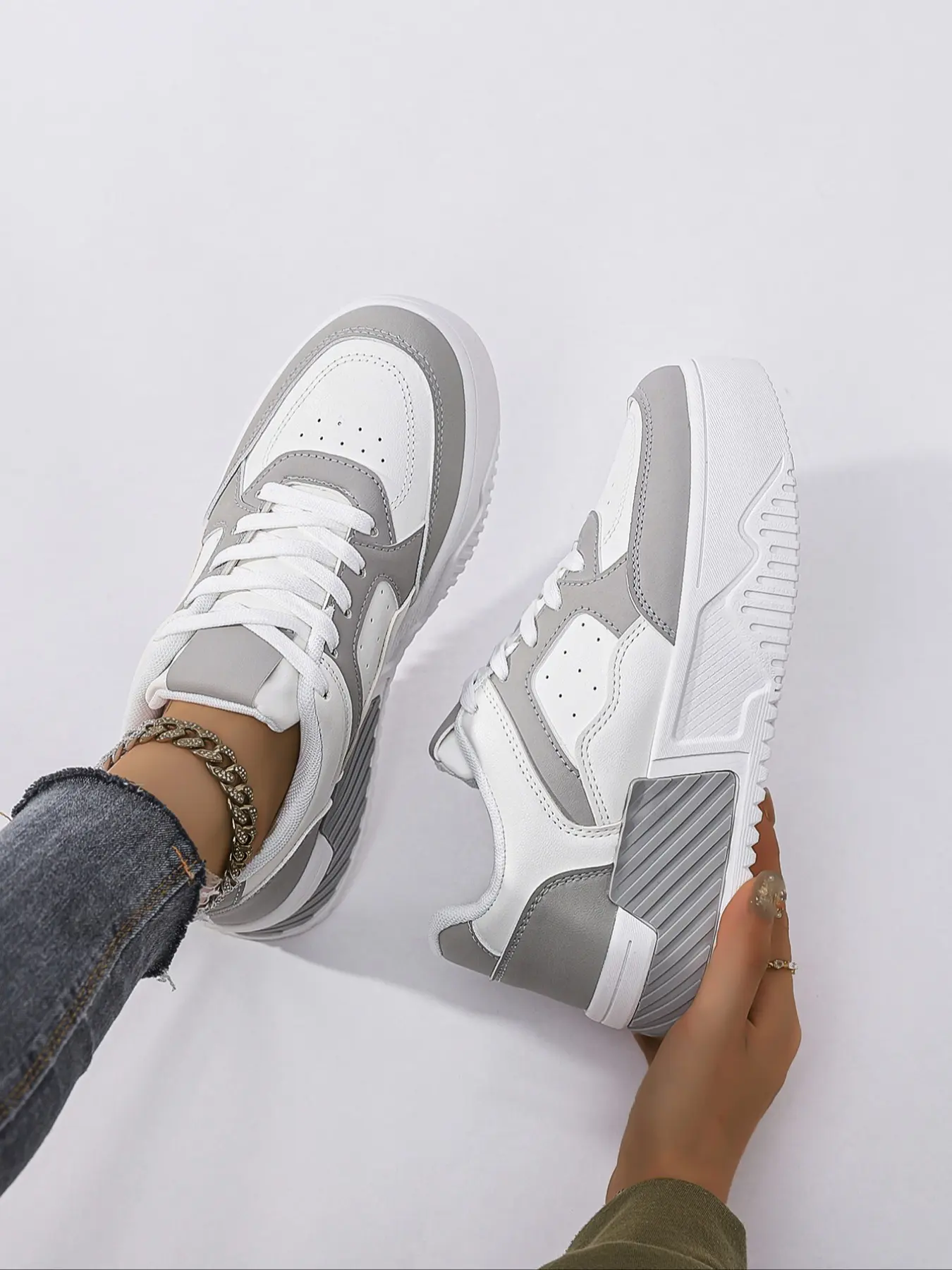 Women's Thick Sole High Heel Elevator Sneakers, Breathable Mesh