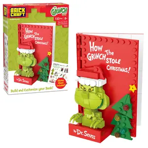 Brickcraft Dr. Seuss How the Grinch Stole Christmas Book Building Set, 133-Piece Collectible Model with Stickers for Fans & Collectors 8+