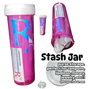 Respected Crown Pink RX Stash Jar for Purse Storage Perfect for Lipgloss Money Jewelry Tampons etc