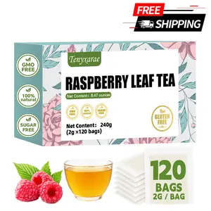 Organic Raspberry Leaf Teabags–120 Tea Bags (2g/Bag), Made from 100% Natural Raspberry Leaves | Herbal Wellness & Antioxidant Support | Caffeine-Free | Sugar-Free | Gluten-Free | Vegan | Individually Wrapped Eco-Friendly Tea Bags