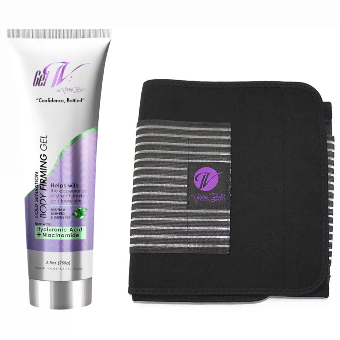 Sweat & Slim V-Kit - Body Firming Gel with Hyaluronic Acid & Niacinamide for Stretch Mark Removal & Enhanced Workout Performance