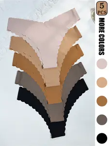 5 Pcs Women's Underwear Panties Meilada Solid Color Seamless Bikini Underwear Lightweight Comfortable Breathable Quick Dry for Sports Fitness Yoga Dance Low Waist Underwear Multi Pack Family Pack