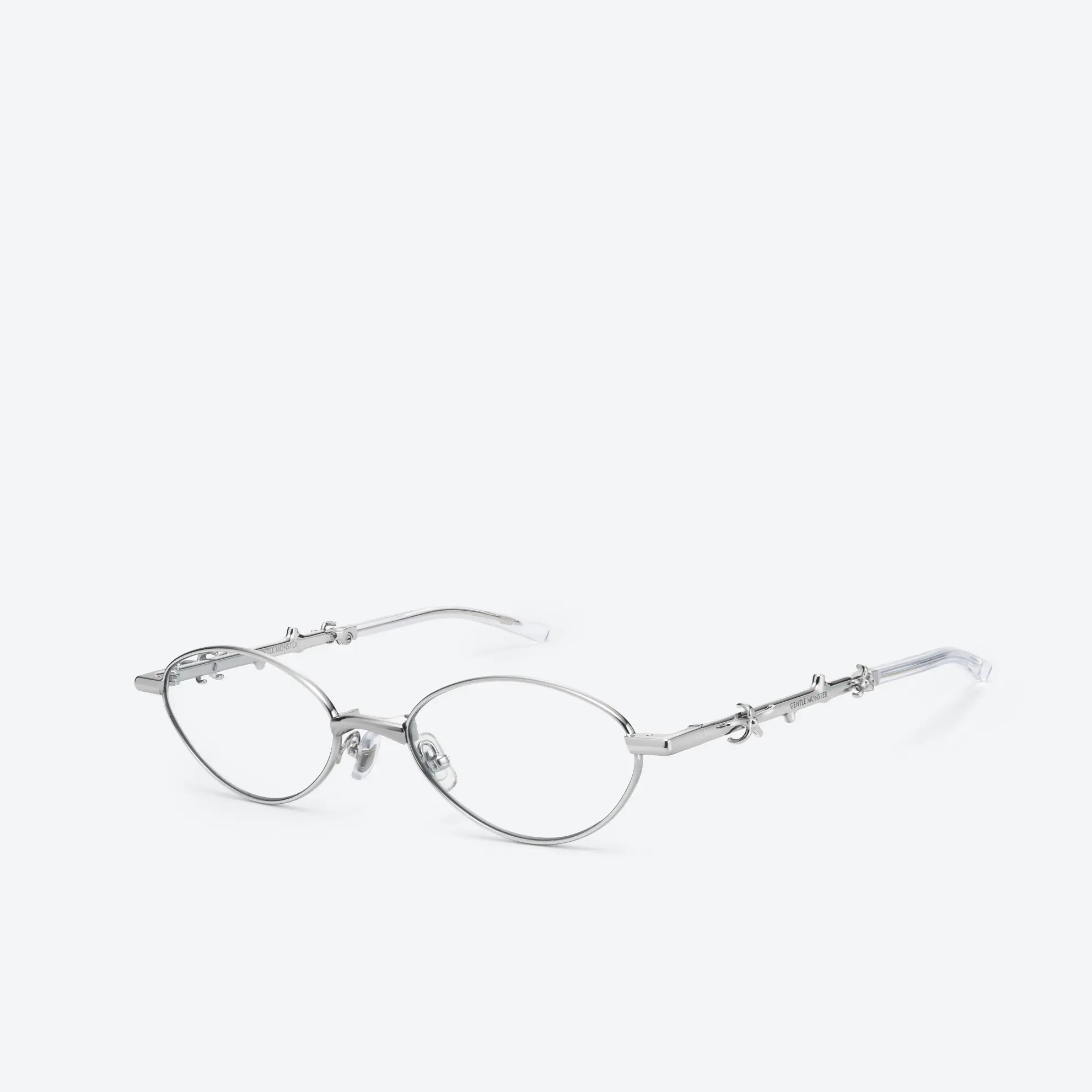GENTLE MONSTER Aden 02 Silver Frame Clear Lenses Oval Shape