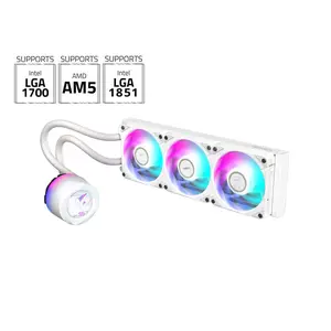 AORUS WATERFORCE X II 360 ICE Liquid CPU Cooler, 360mm Radiator with 3x 120mm low noise ARGB Fans, compatible with Intel LGA 1851, LGA 1700, and AMD AM5 (GP-AORUS WATERFORCE X II 360 ICE)