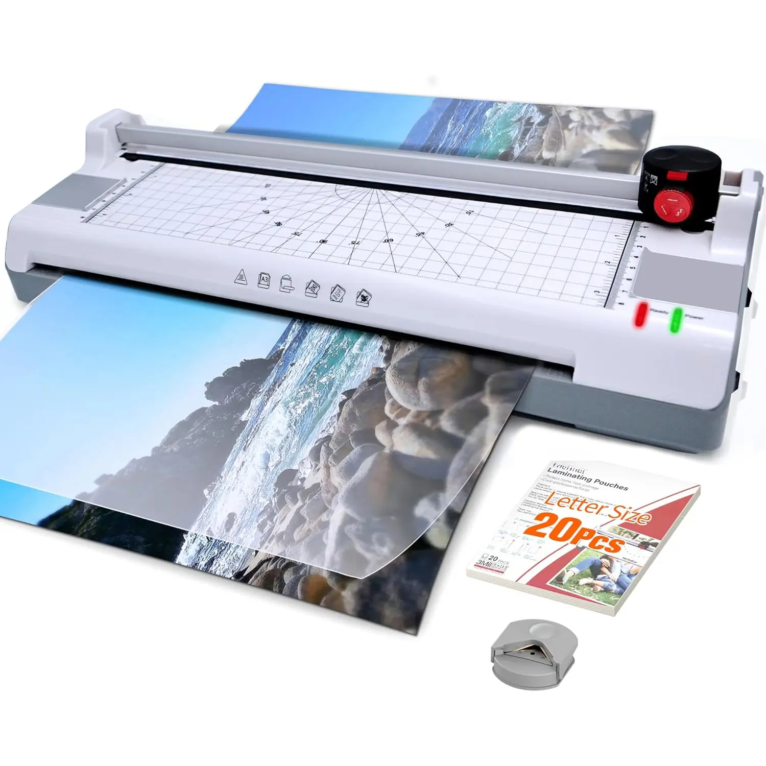 7-in-1 Thermal Laminator Machine 11X17 with 20 Letter Size Laminating Sheets,13inch Laminater for A3/A4/A6, Hot&Cold 2 Roller Lamination for Office  School Teacher Use,Paper , Corner Rounder